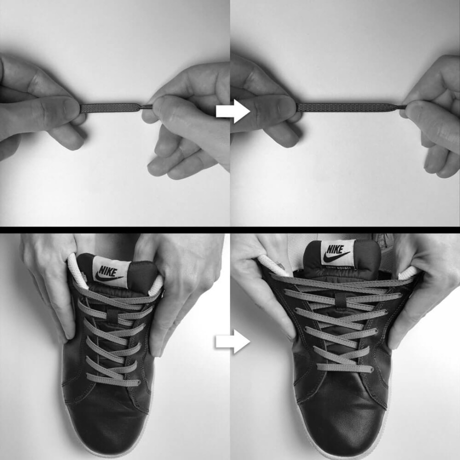 Flade, sorte no-tie snørebånd ← Slip for at dine sko nogensinde igen
